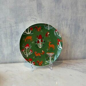 Creative Co-op - Stoneware Plate with Woodland Flora/Fauna Pattern- NWT